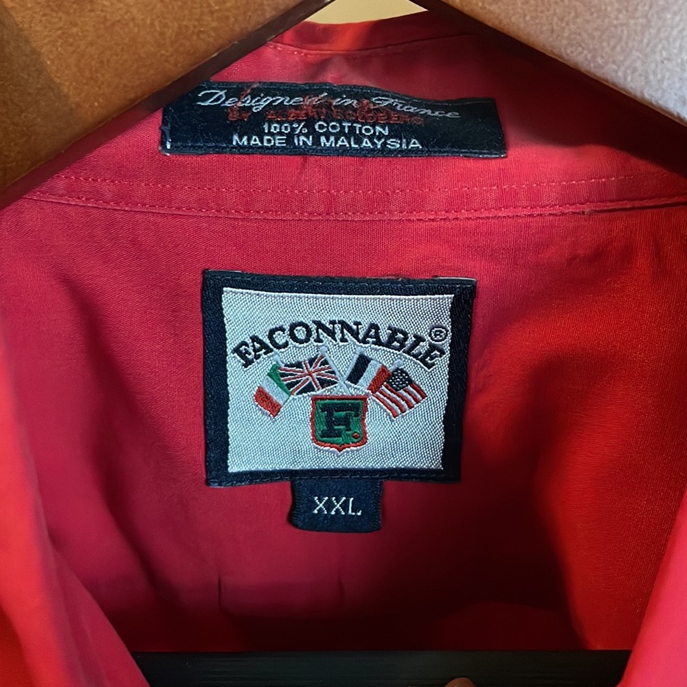 Faconnable Red Button Down Xxl - image 3